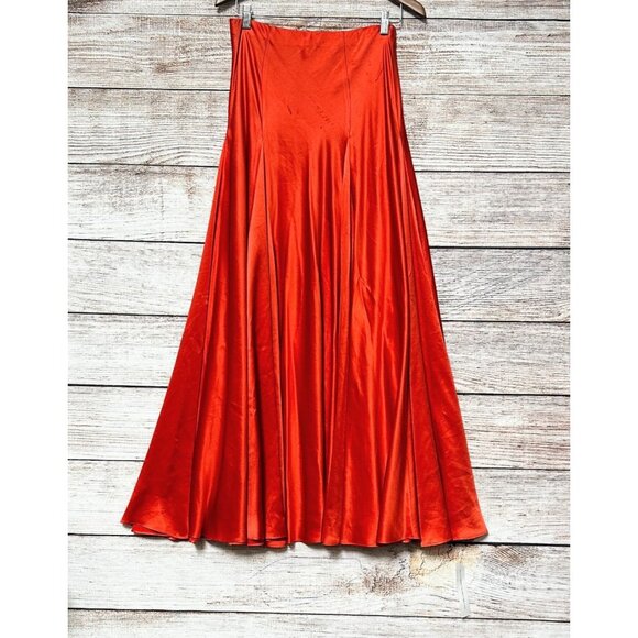 Reformation Dresses & Skirts - Reformation Maxi Skirt Womens Red Orange Size 6 Long Flowing A-Line 100% Silk